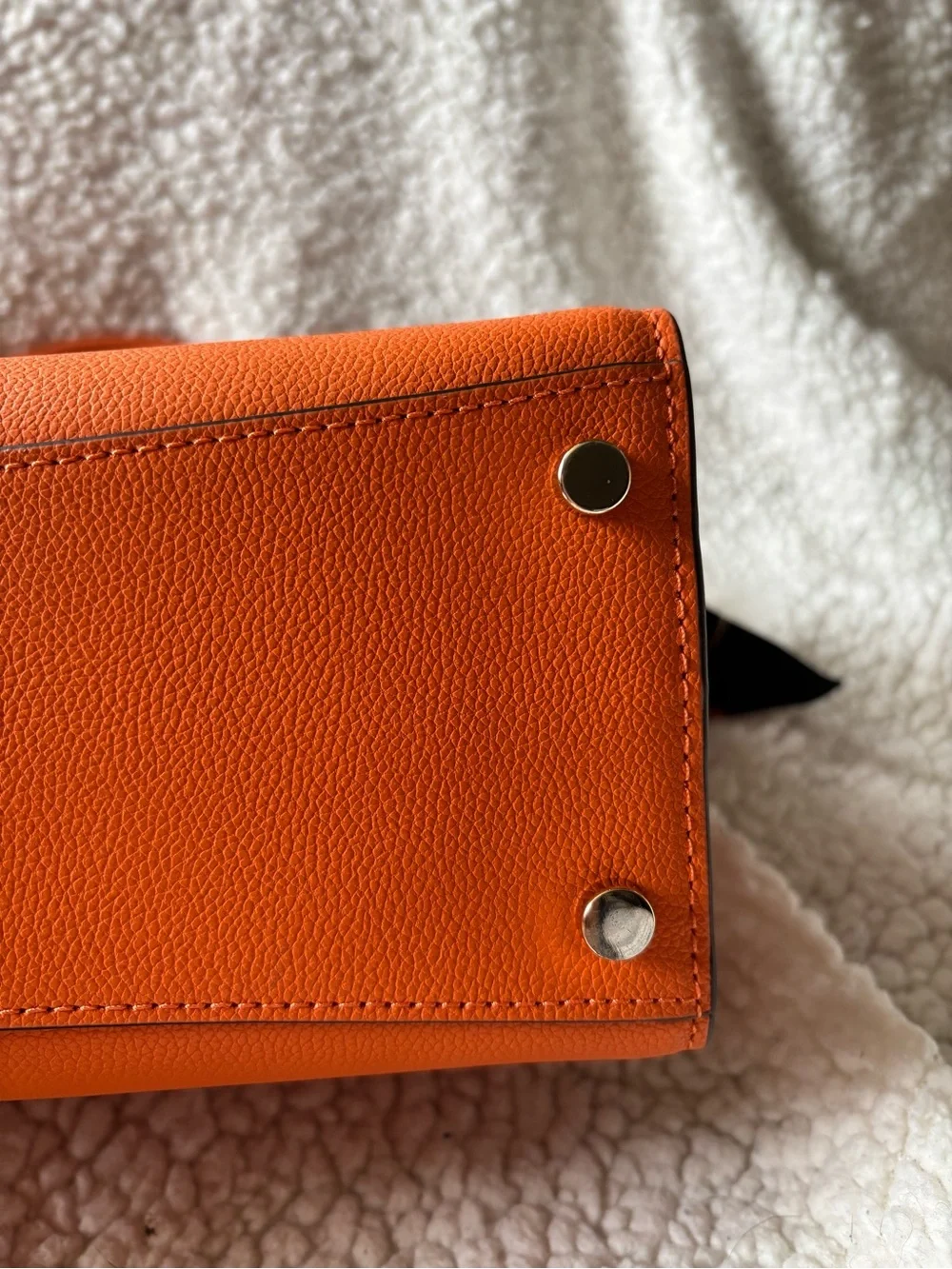 kate spade orange leather top-handle satchel with scarf accent